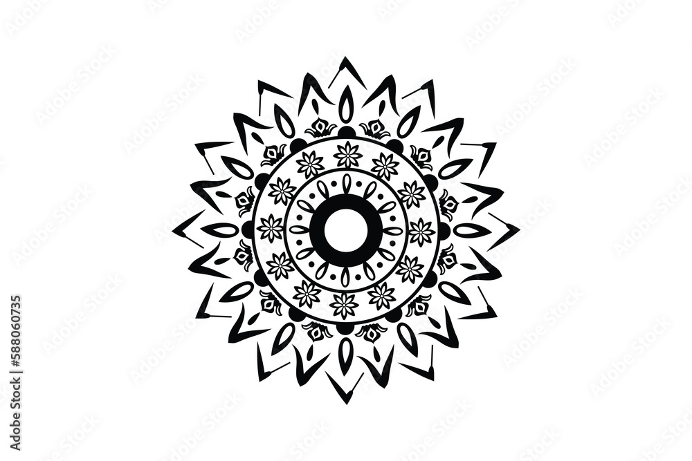 Simple Mandala coloring page. Ornament round mandala. Geometric circle ...