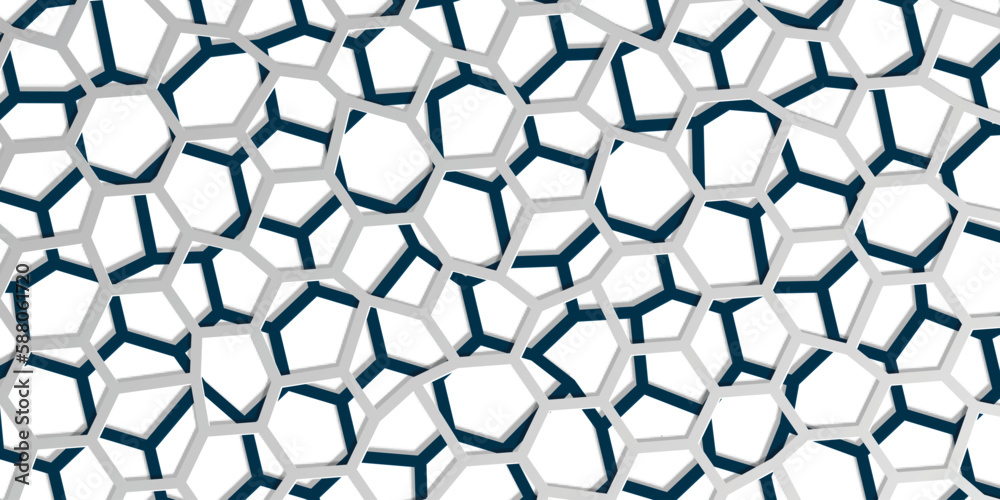 Fototapeta premium Blue and white geometric line overlapping layer background.