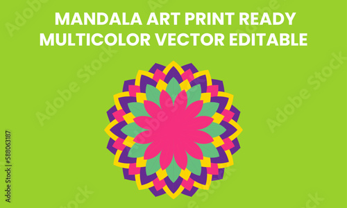 Mandala Art Print Ready Multicolor Vector Editable