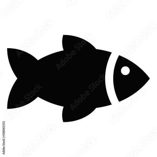 Simple black color fish symbol on white background