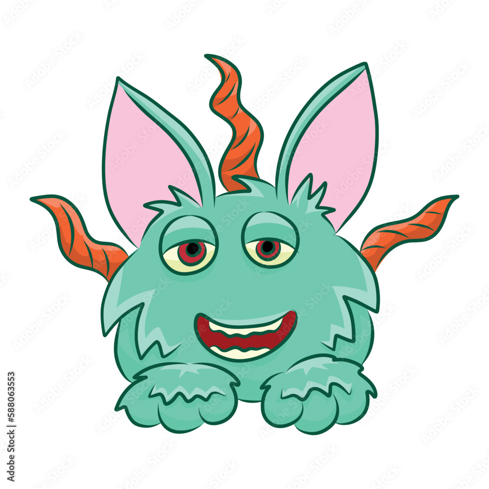 Unusual cute monster. Fictional quirky character.