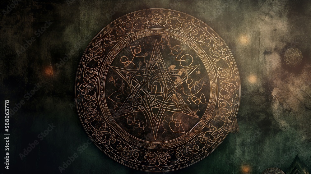 Naklejka premium wicca oltaire background with empty copyspace, generative AI