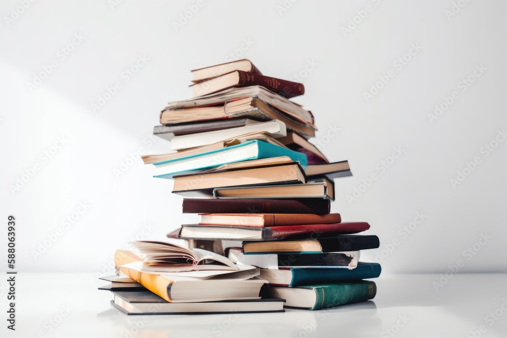 Stacks of book isolated on white background. Generative AI Stacks of book isolated on white background. Generative AI