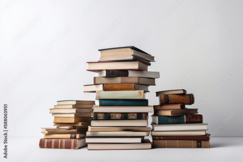 Stacks of book isolated on white background. Generative AI Stacks of book isolated on white background. Generative AI