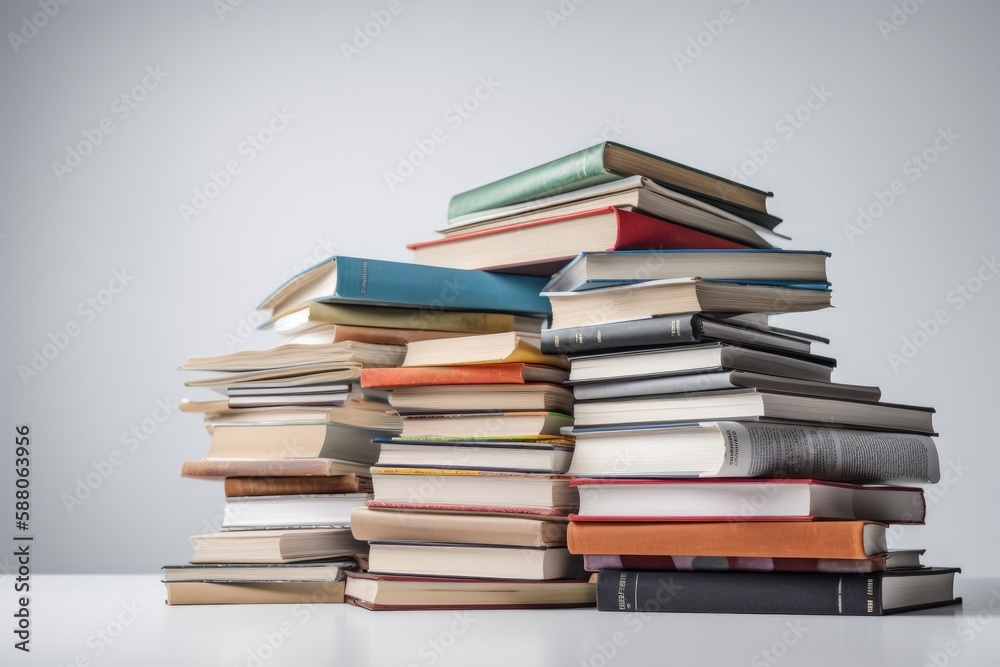 Stacks of book isolated on white background. Generative AI Stacks of book isolated on white background. Generative AI