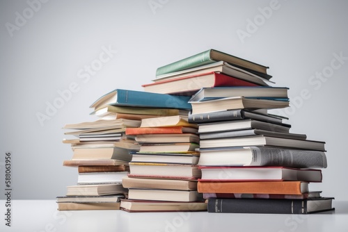 Stacks of book isolated on white background. Generative AI