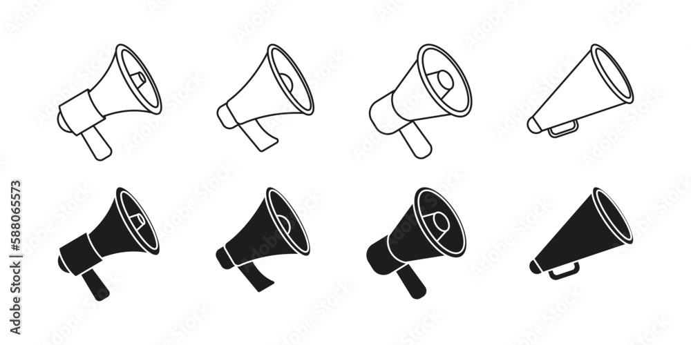 Megaphones icons set. Megaphone icon vector logo design emplate