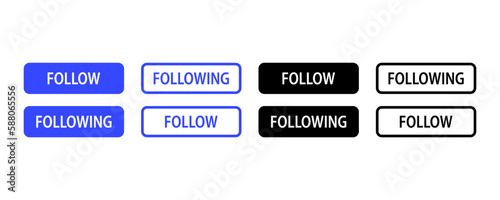 Follow and following buttons. Sign of subscription. The concept of the social network. Vector illustration