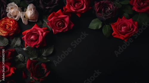 roses background with empty copyspace  generative AI