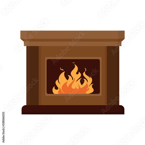 Vector illustrator of Home fireplace with fire.
