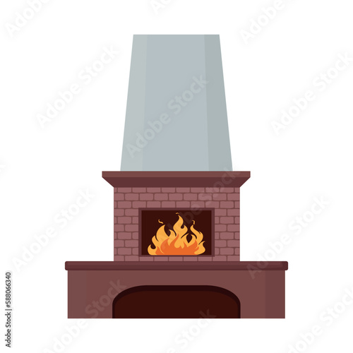 Vector illustrator of Home fireplace with fire.