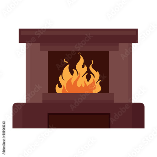 Vector illustrator of Home fireplace with fire.