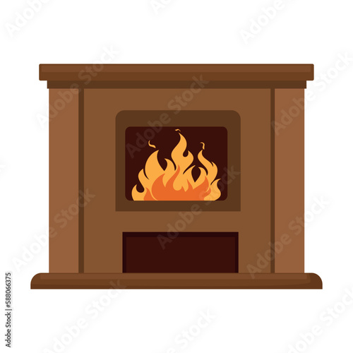 Vector illustrator of Home fireplace with fire.