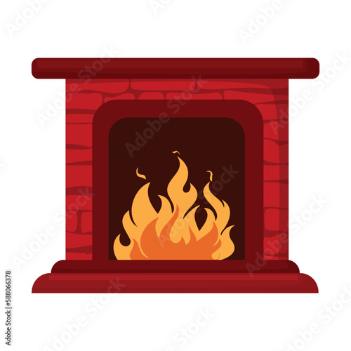 Vector illustrator of Home fireplace with fire.