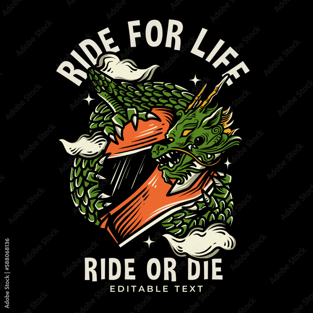 dragon illustration with motorcycle helmet dragon illustration with motorcycle helmet