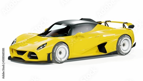 3D rendering of a generic concept car