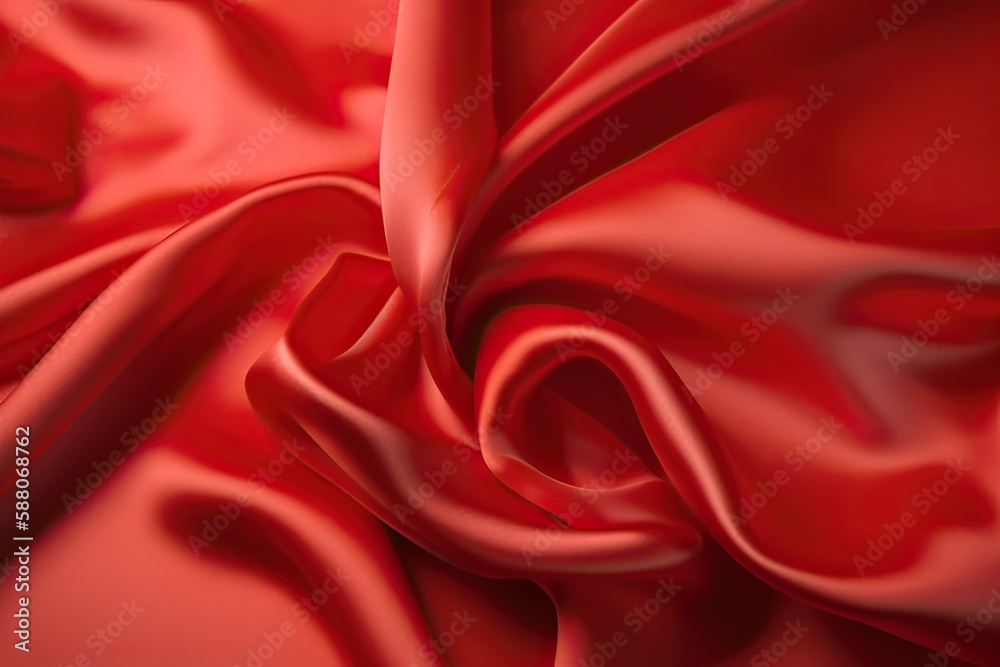 Obraz premium Close-up texture of natural red or pink fabric or cloth in same color. Fabric texture of natural cotton, silk or wool, or linen textile material. Red canvas. Generative Ai.