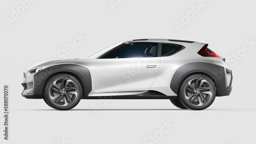 3D rendering of a brand-less generic SUV concept car in studio environment © Andrus Ciprian
