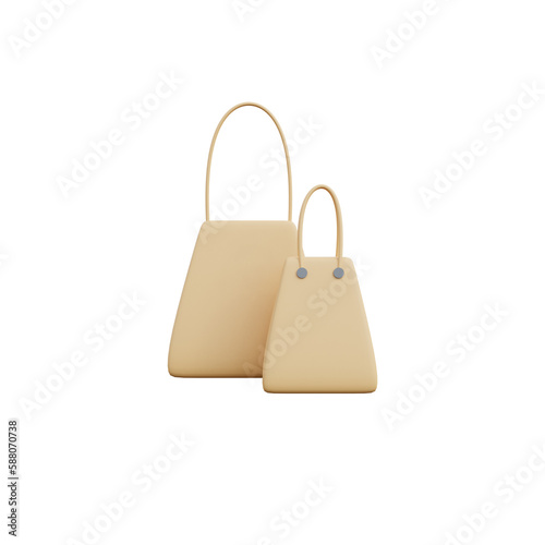 Brown paper bag on a white background.3d render.