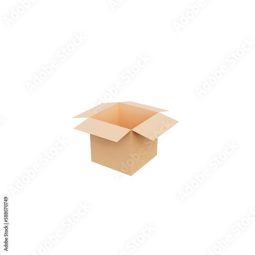 cardboard box on white background.3D render.