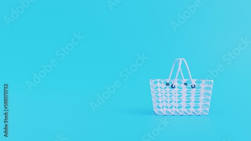 shopping cart, like shopping in minimal style on a pastel blue background.3d render.