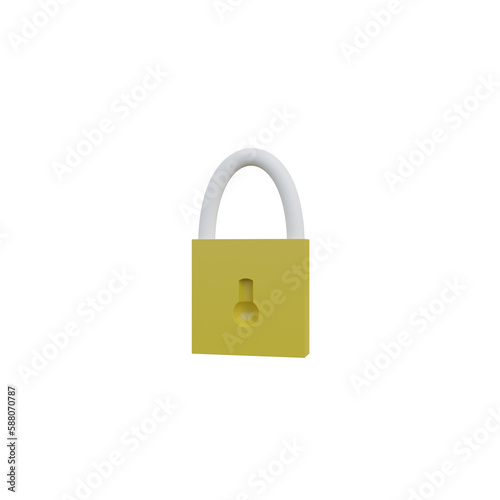 lock icon. flat illustration of lock vector icon for web.3d rerder.