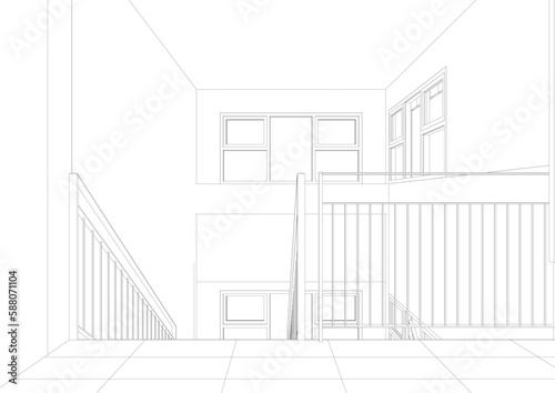 3D illustration of building project
