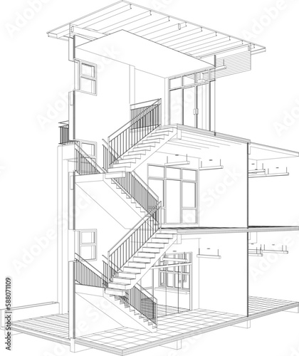 3D illustration of building project