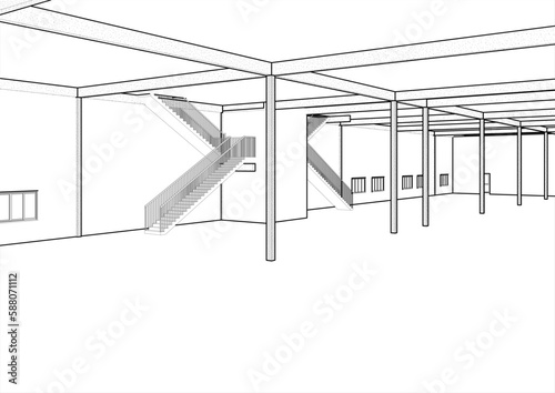 3D illustration of building project