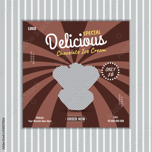 Special Delicious Ice Cream Social Media And Instagram Post Design Template 