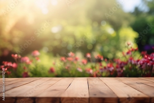 Copy Space or Product Display on Empty Wooden Table with Soft Blurred Background