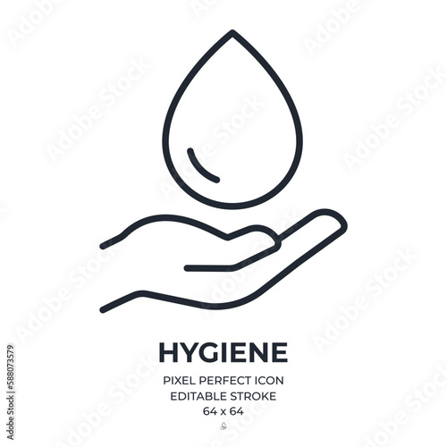 Moisture and hygiene concept editable stroke outline icon isolated on white background flat vector illustration. Pixel perfect. 64 x 64.
