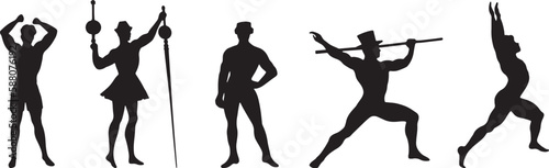 Silhouette of a strong circus actor. Vector design of man for sport festival or performance © Leria Kaleria