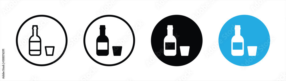 alcohol icon set. bottle wine with wine glass icon symbol sign collections. isolated style line and flat icon, vector illustration alcohol icon set. bottle wine with wine glass icon symbol sign collections. isolated style line and flat icon, vector illustration