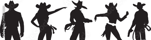 Silhouette of girls and guys dancing at the country music festival. Cowboys and cowgirls in hat, waist-length portrait