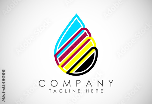 Digital printing logo design template. Logo for print shop polygraph and print factory. Vector illustration.