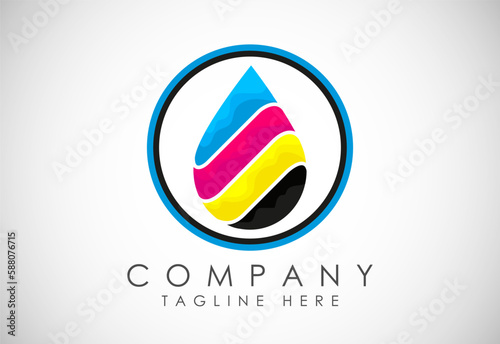 Digital printing logo design template. Logo for print shop polygraph and print factory. Vector illustration.