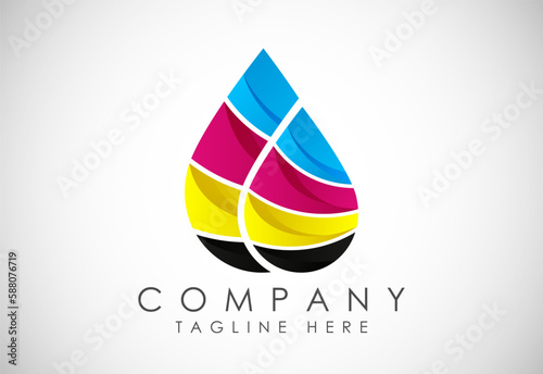 Digital printing logo design template. Logo for print shop polygraph and print factory. Vector illustration.