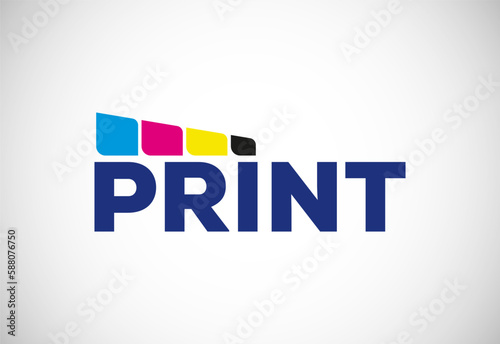 Digital printing logo design template. Logo for print shop polygraph and print factory. Vector illustration.