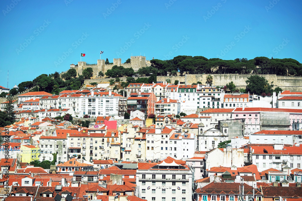 St George's Castle above the red roofs of Lisbon