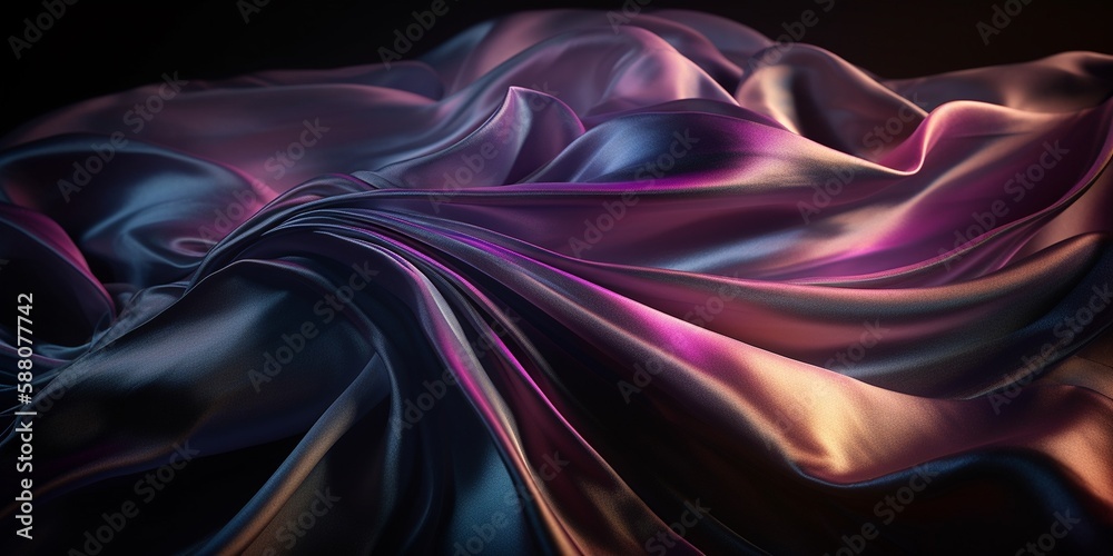 Obraz premium Schöner Satin Seide Stoff im edlem Material Design für Modedesigner, ai generativ