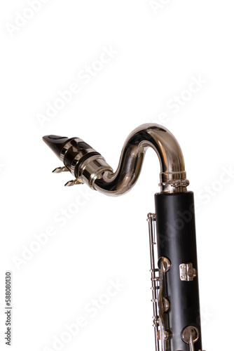 Bass clarinet leadpipe on white background photo