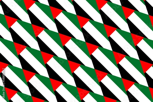 Geometric pattern in the colors of the national flag of United Arab Emirates. The colors of United Arab Emirates.