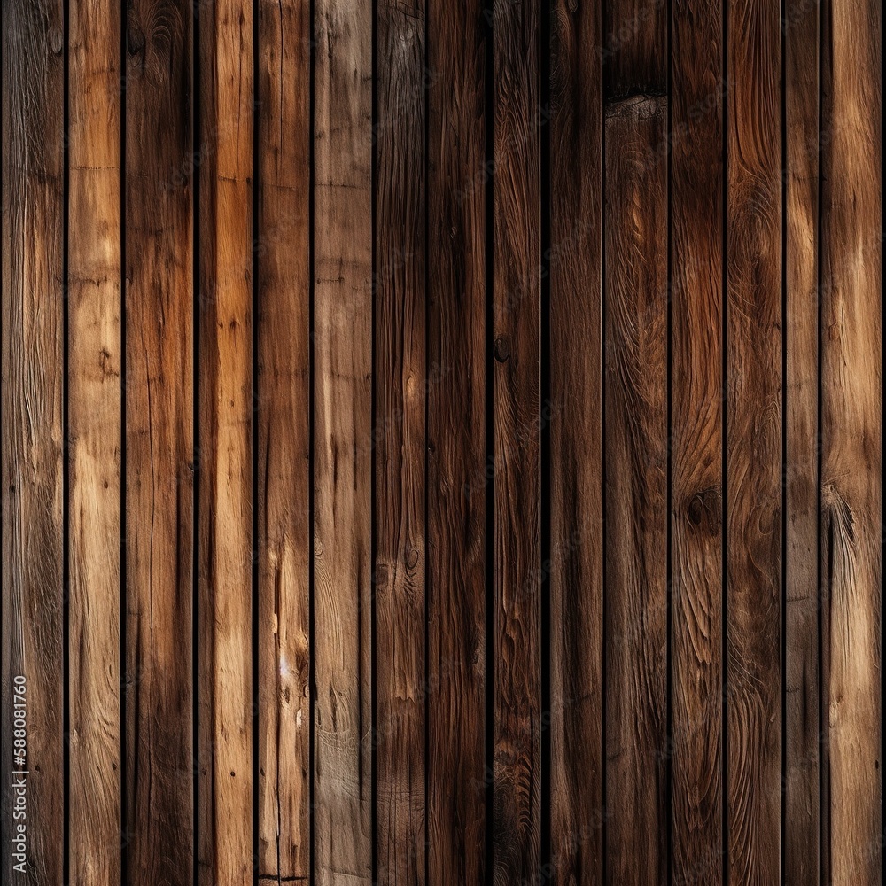 Old brown wooden planks seamless pattern. Weathered timber rustic texture. AI generative image. Old brown wooden planks seamless pattern. Weathered timber rustic texture. AI generative image.