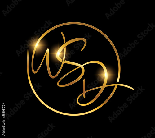 Golden Monogram Logo Initial Letters WSD photo