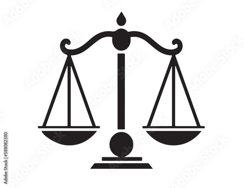 Flat Law Symbol Icon Vector Illustration with Scale of Justice Sign