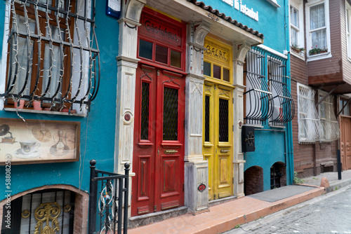 Photography Traditional houses at Balat District in Istanbul, Turkey.