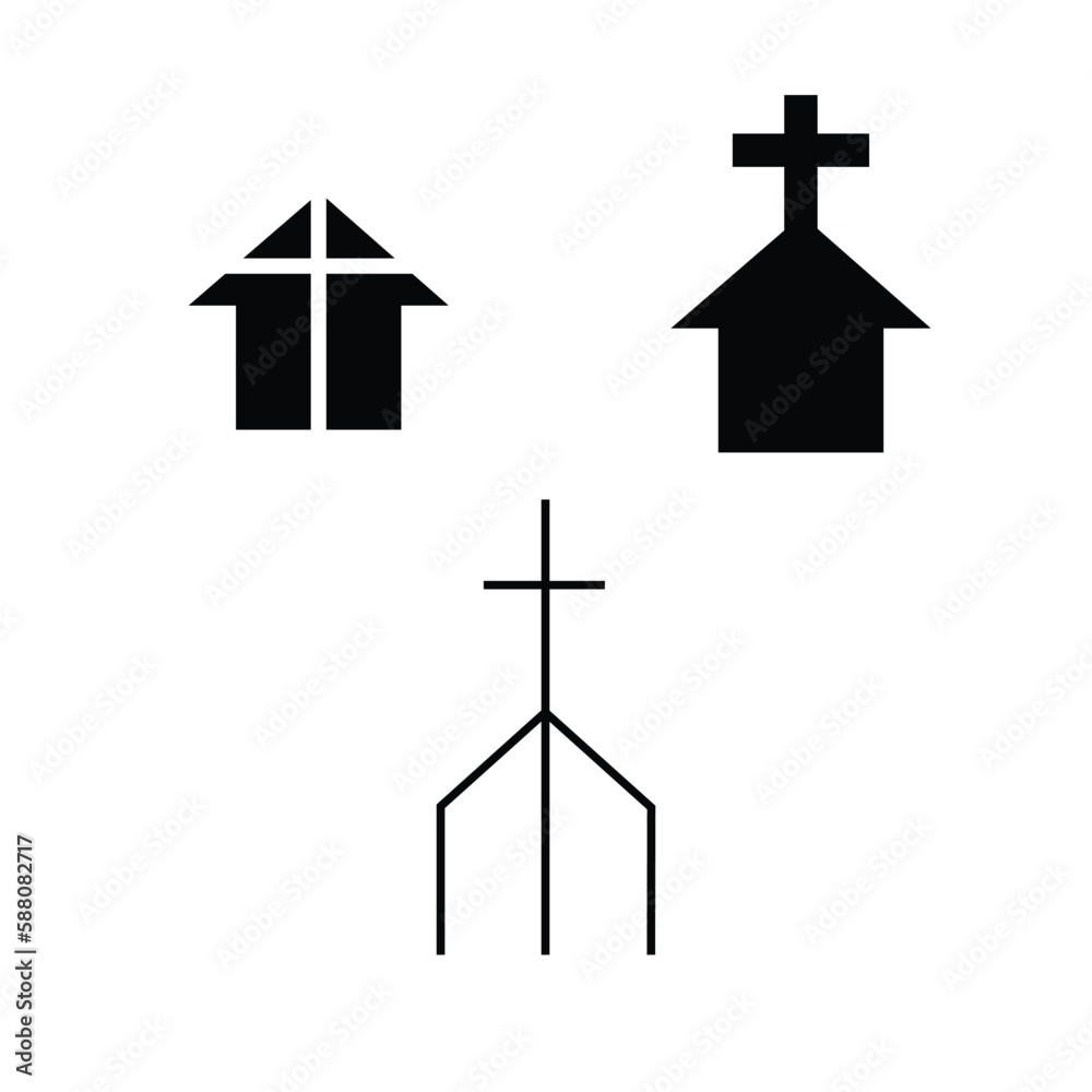 set of three church icons