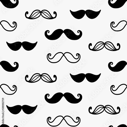 Retro mustache seamless pattern Vintage background