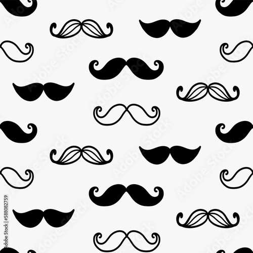 Retro mustache seamless pattern Vintage background